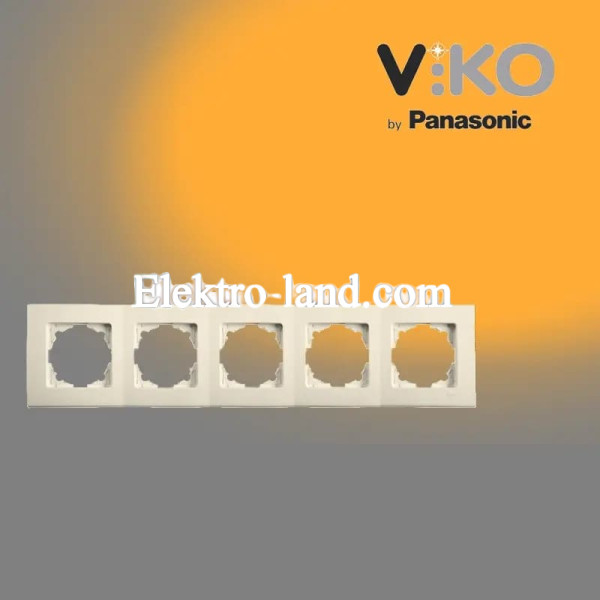  Рамка пятерная горизонтальная крем VIKO LINNERA 